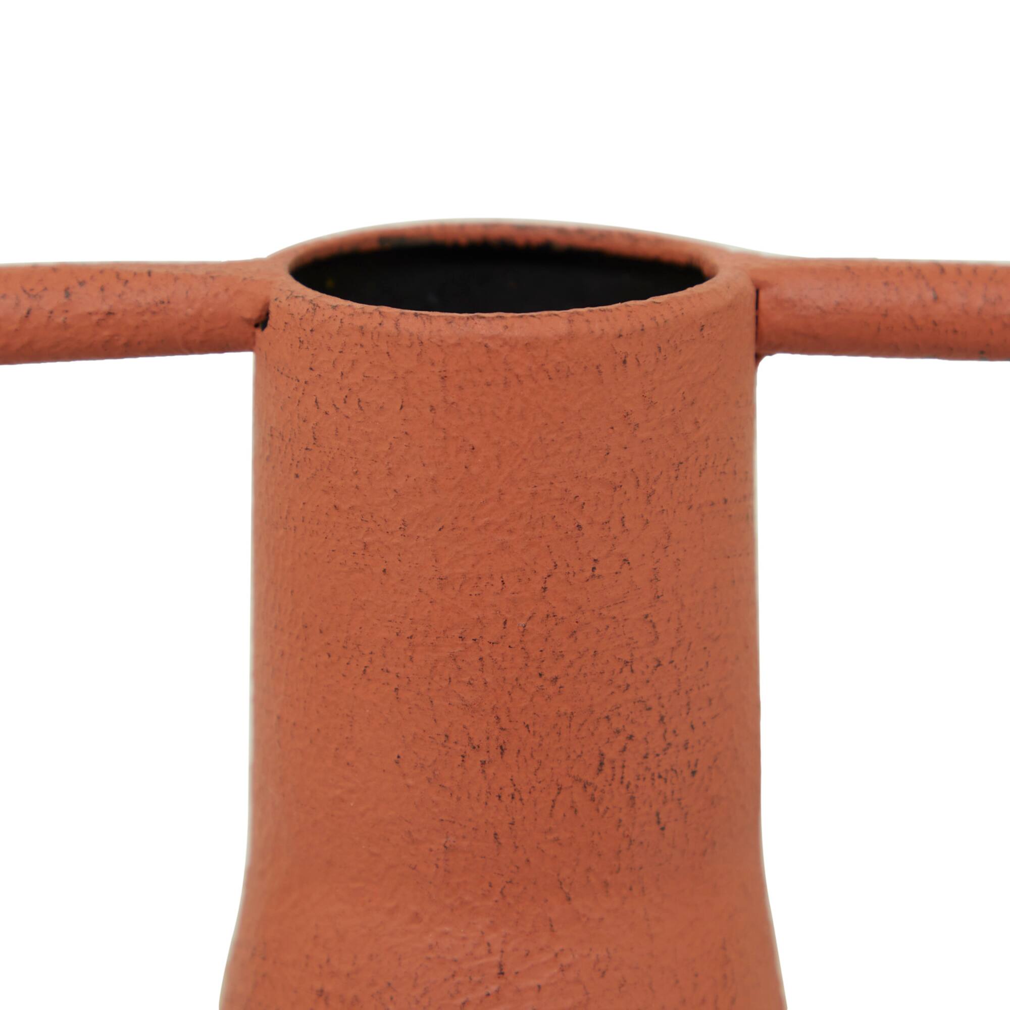 Orange Metal Vase with Handles Set of 2 12", 14"